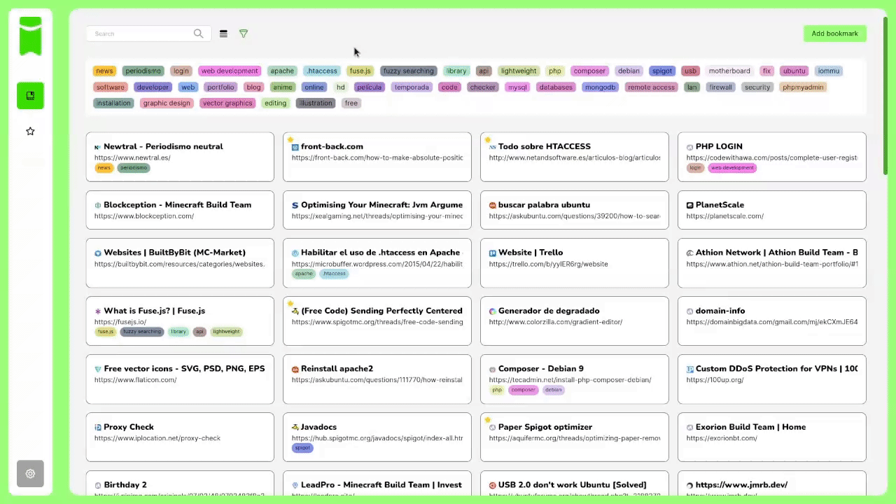 Búsqueda de marcadores en Webmarks